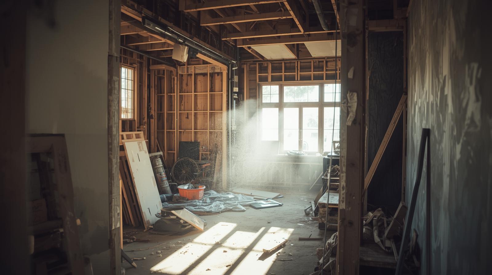 A room being prepared for a remodel